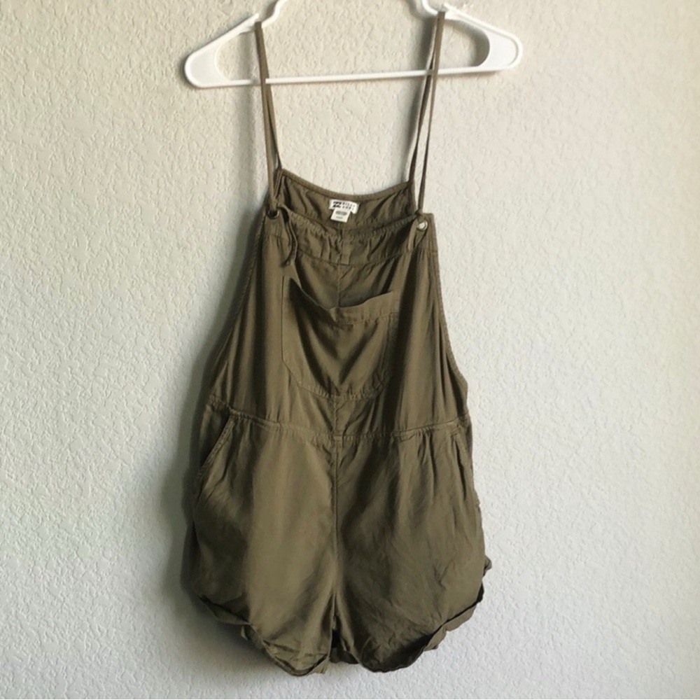 Billabong Wild Pursuits Romper Army Green Cotton Blend Medium
